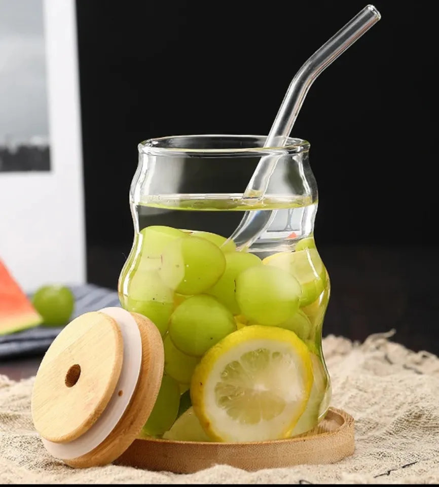 Ribbed & Round Glass Sipper
